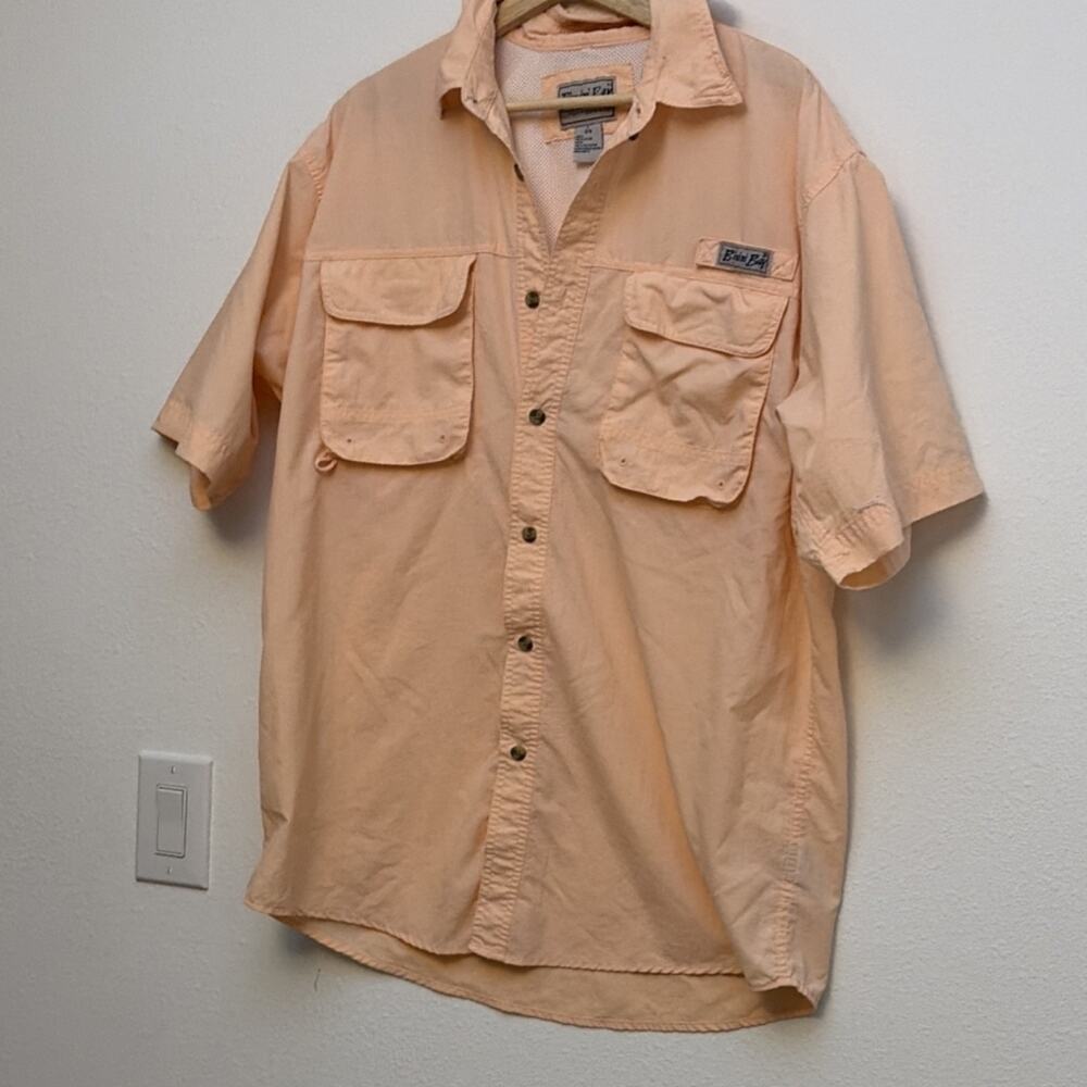 Bimini Bay Men's Peach Short Sleeve Fishing Shirt Mesh L Nylon Outdoor